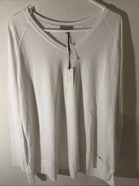 Lisa Todd White Long Sleeve V-Neck Top